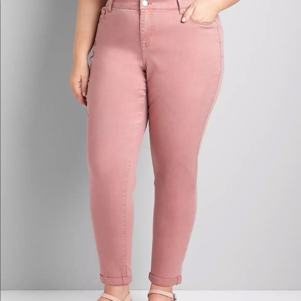 NEW Lane Bryant Pink Signature Fit Boyfriend Mid-Rise Flex Magic Waistband Jeans
